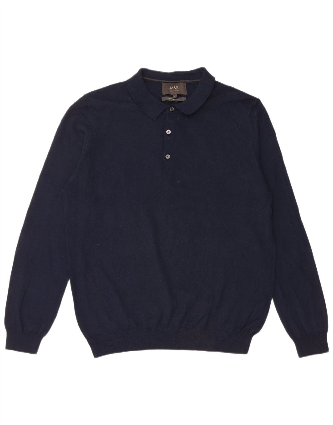 Marks & Spencer Pulover cu gât polo pentru bărbați, mare, albastru acrilic