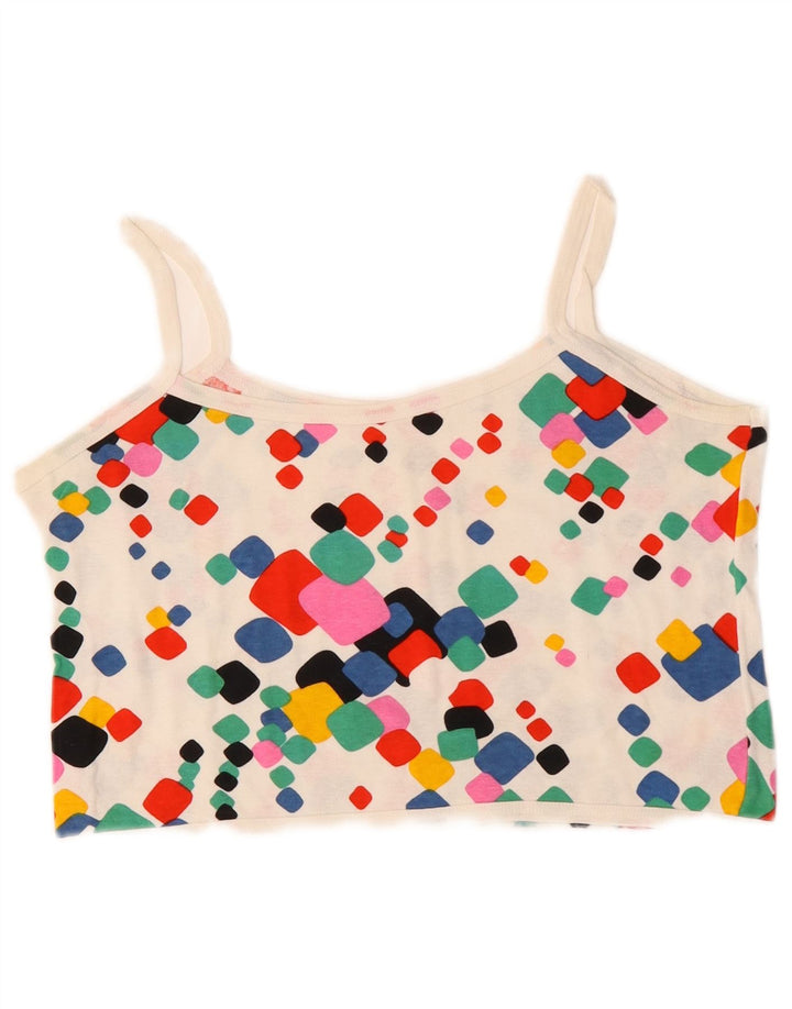 VINTAGE Crop Cami Top pentru femei UK 10 Small Multicolor Geometric