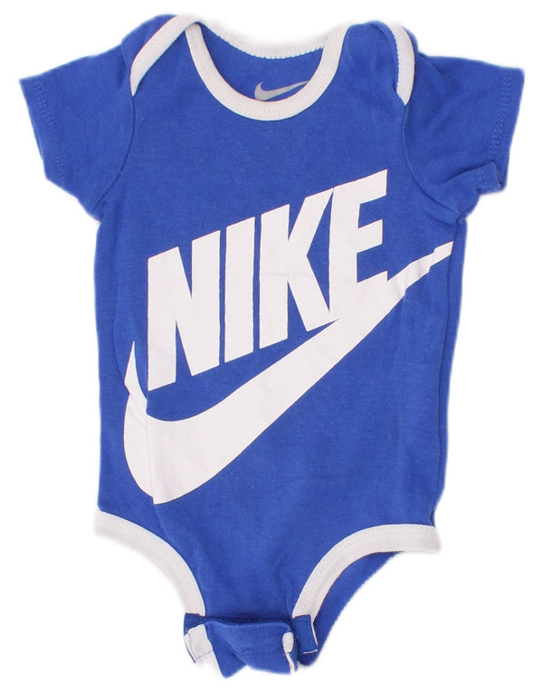 Body grafic Nike pentru bebelusi baieti 0-3 luni, bumbac color bloc albastru