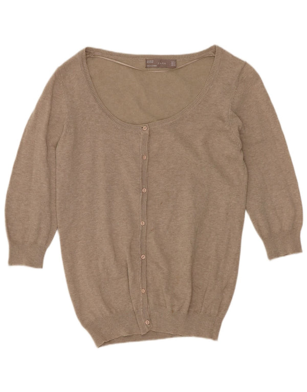 Pulover cardigan cu mâneci 3/4 pentru femei Zara UK 14 mare bej