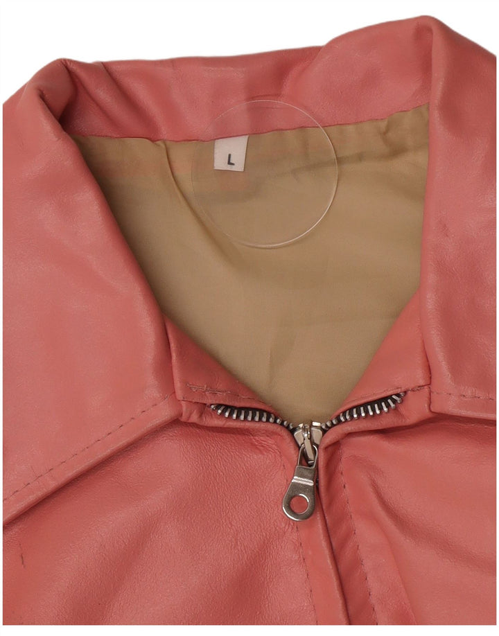 Jachetă de piele vintage pentru femei UK 14 mare roz