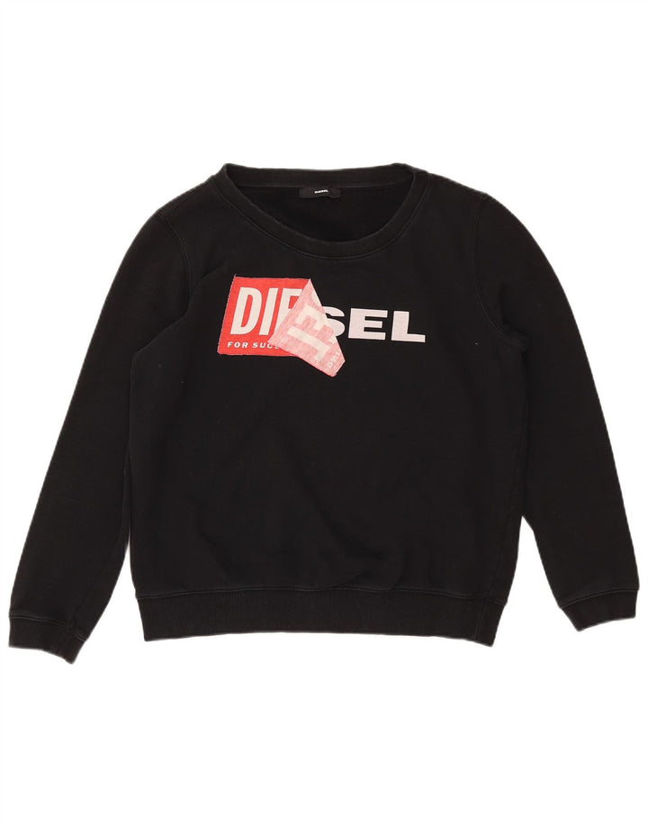 DIESEL Pulover cu grafic pentru femei UK 14 Bumbac mediu negru