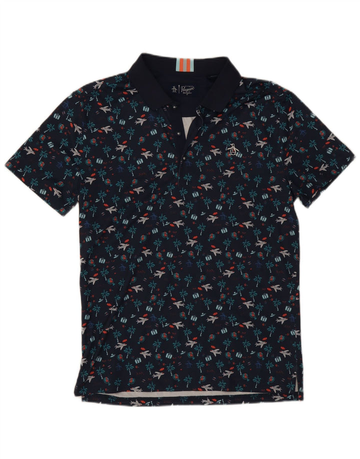 Tricou polo cu grafică pentru bărbați Penguin, poliester bleumarin mic