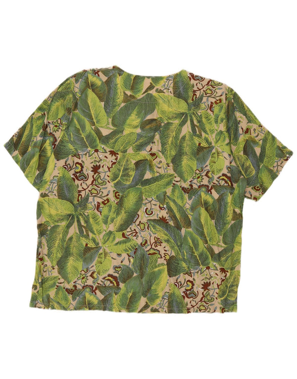Bluză supradimensionată pentru femei vintage UK 14 Poliester floral verde mediu