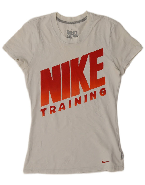 Tricou grafic Nike Dri Fit pentru femei Top UK 10 Small White Bumbac