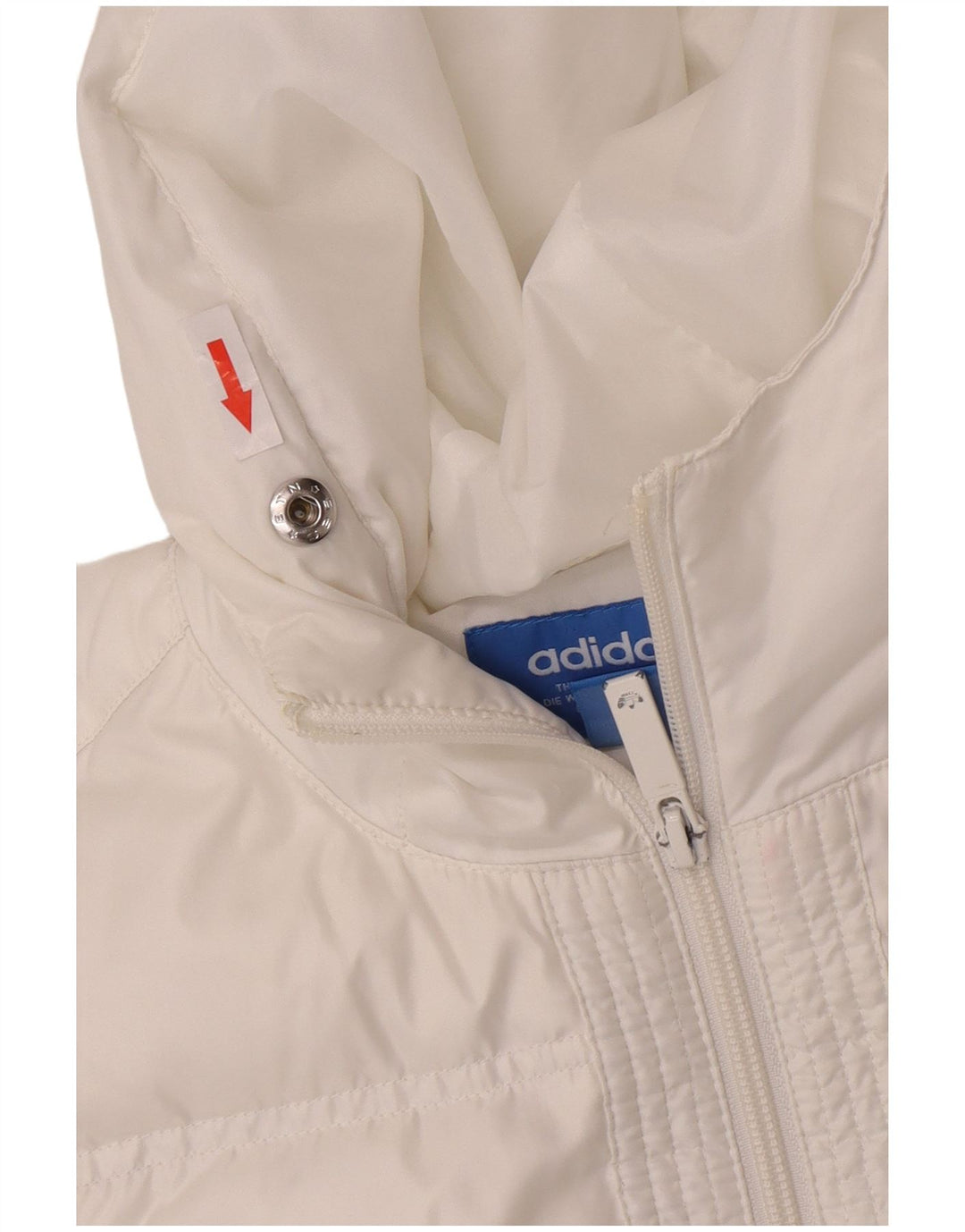 Palton capitonat supradimensionat cu glugă Adidas pentru femei UK 6 XS poliester alb