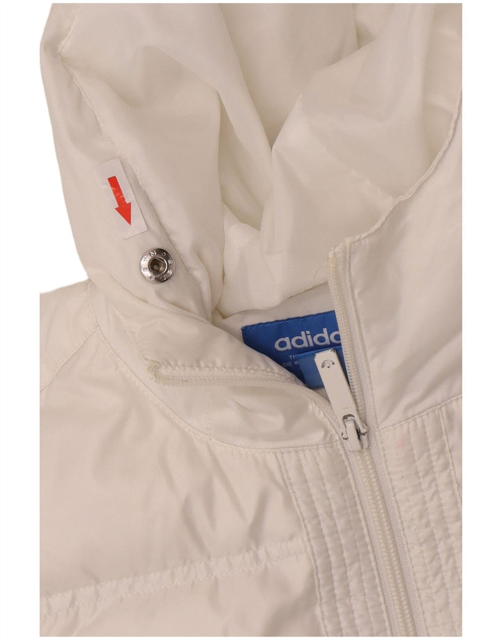 Palton capitonat supradimensionat cu glugă Adidas pentru femei UK 6 XS poliester alb