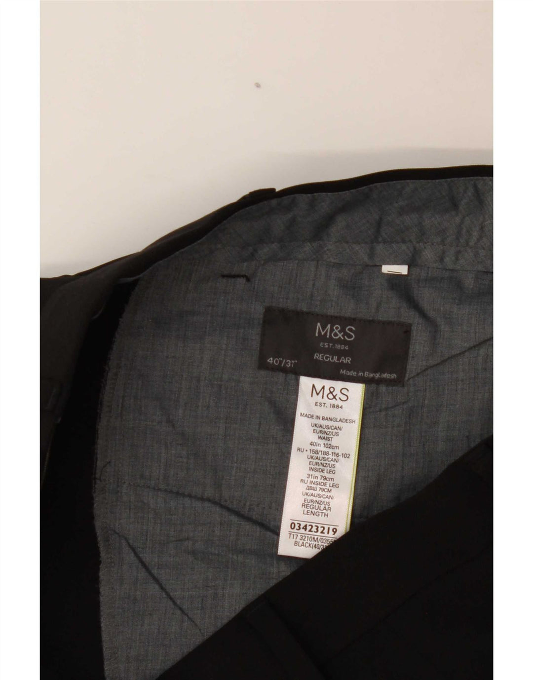 Pantaloni de costum obișnuiți pentru bărbați Marks & Spencer L40 L31 Poliester negru