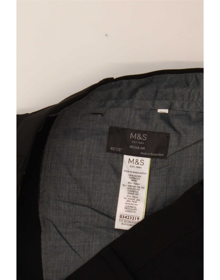 Pantaloni de costum obișnuiți pentru bărbați Marks & Spencer L40 L31 Poliester negru