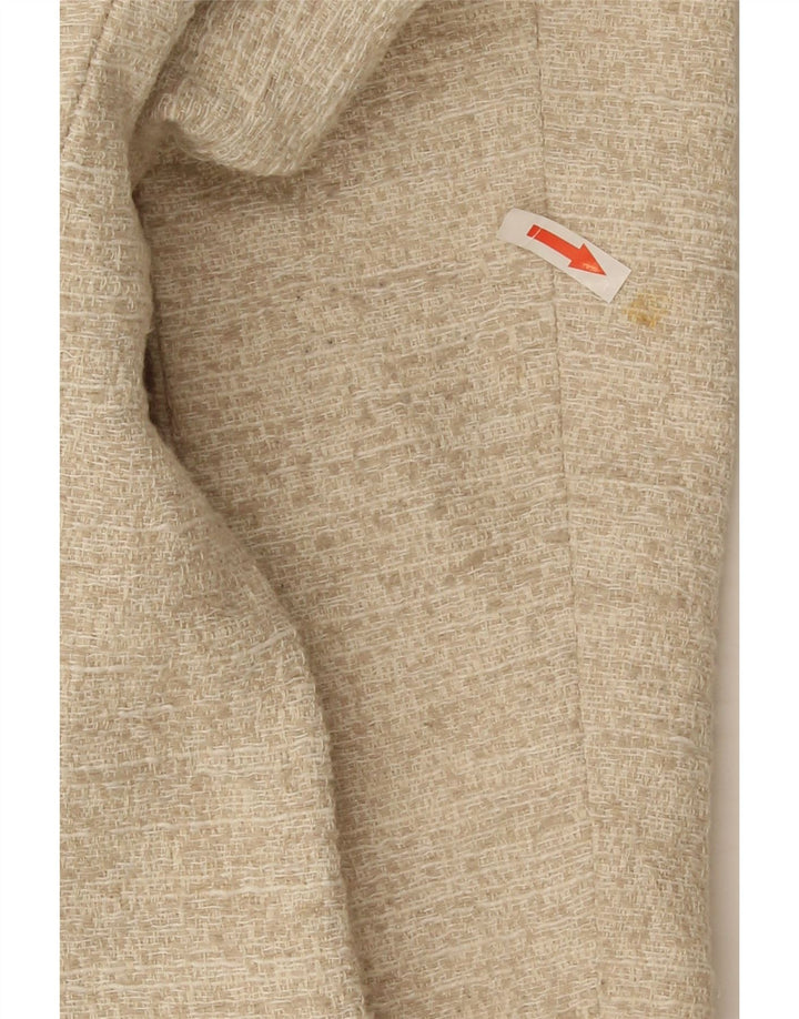 Jachetă Blazer pentru femei Zara UK 12 Medium Bej Bumbac cu pete
