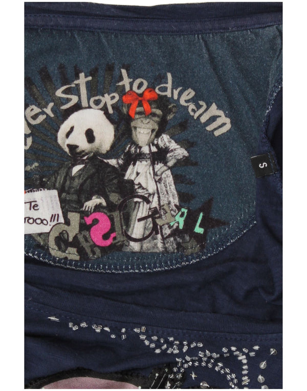 Bluză Desigual pentru femei cu model abstract, UK 10 Mic, bleumarin