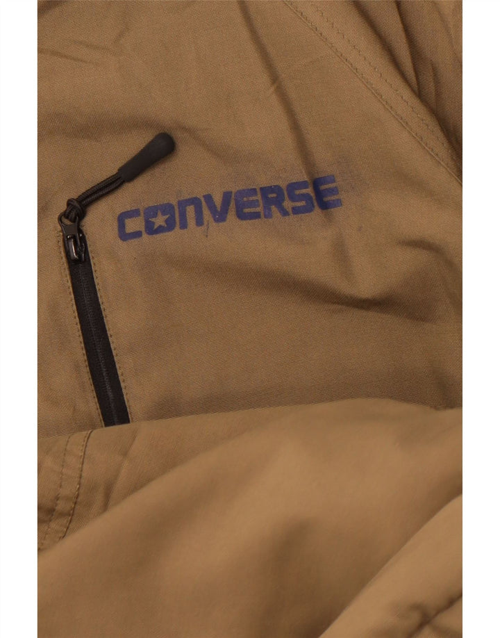 Jachetă de vânt cu glugă CONVERSE pentru bărbați UK 36 Bumbac kaki mic