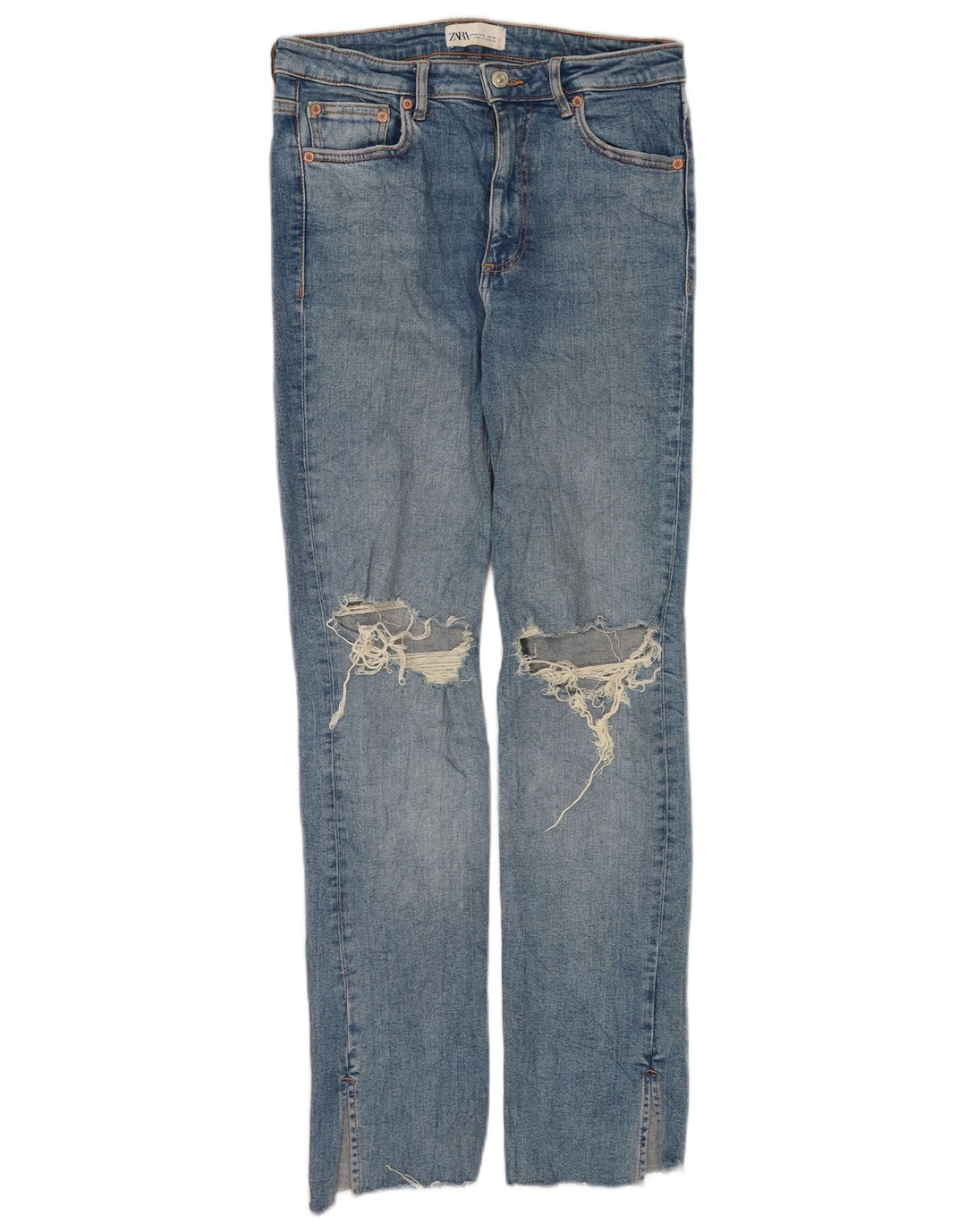 Blugi slim pentru femei Distressed Zara EU 40 Medium L30 L31 Bumbac albastru
