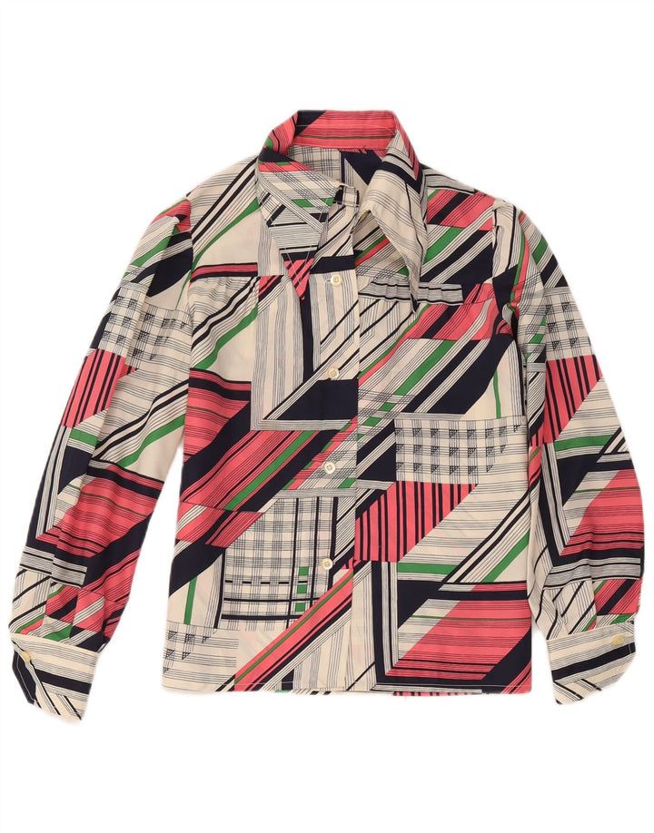 Cămașă Vintage pentru femei UK 12 Medium Multicolor Patchwork
