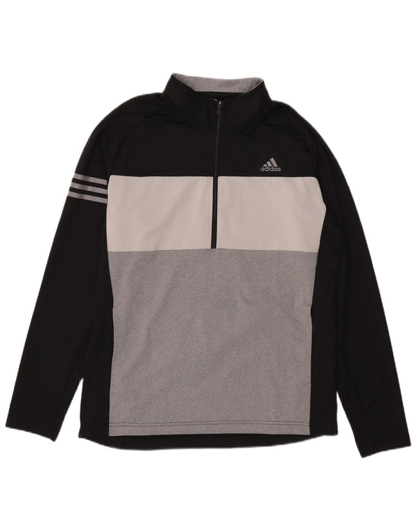 Trening pentru bărbați Adidas, cu fermoar, cu gât, cu pulover, bluză medie, negru