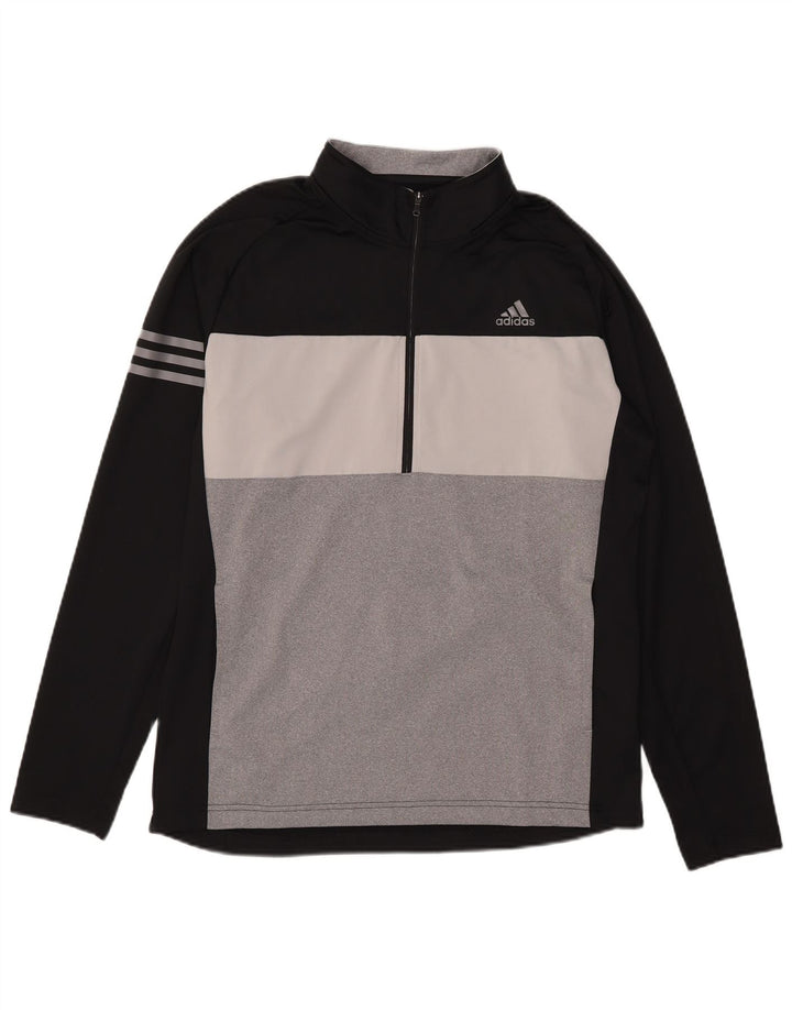 Trening pentru bărbați Adidas, cu fermoar, cu gât, cu pulover, bluză medie, negru