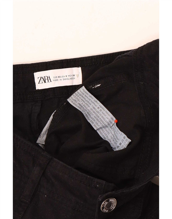 Pantaloni cargo drepti pentru femei Zara EU 40 Medium L30 L31 Bumbac negru