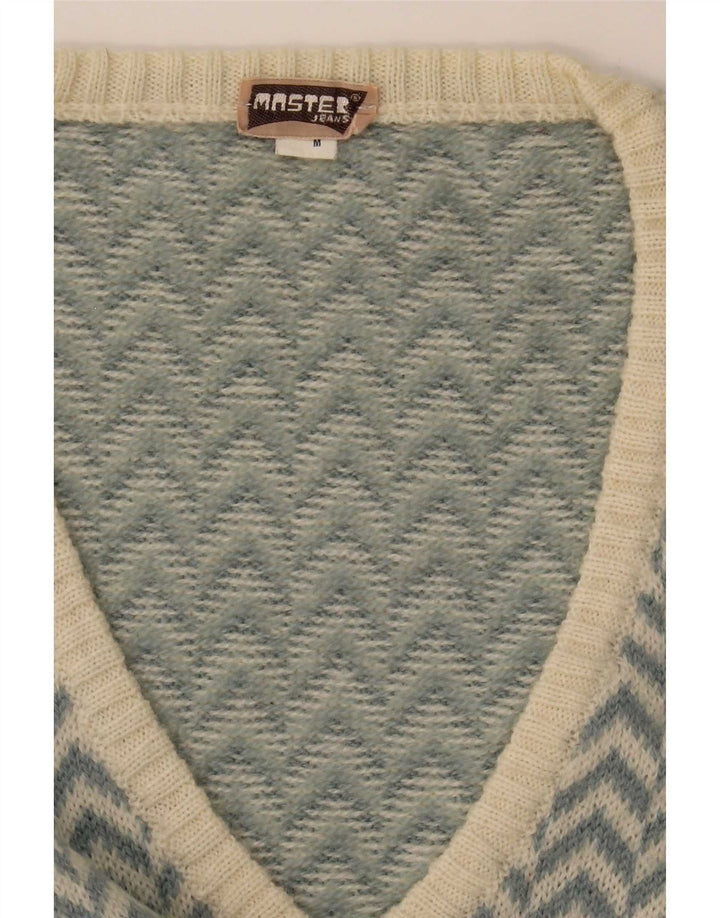 Pulover cu decolteu în V Master pentru femei UK 14 Medium Blue Chevron