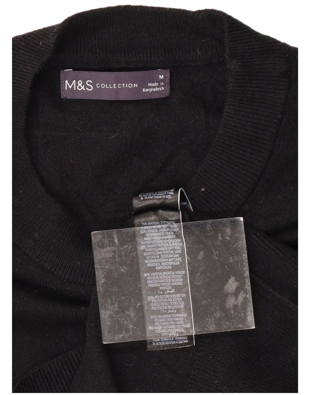 MARKS & SPENCER Pulover cu decolteu rotund cu grafic pentru femei UK 14 Medium Negru