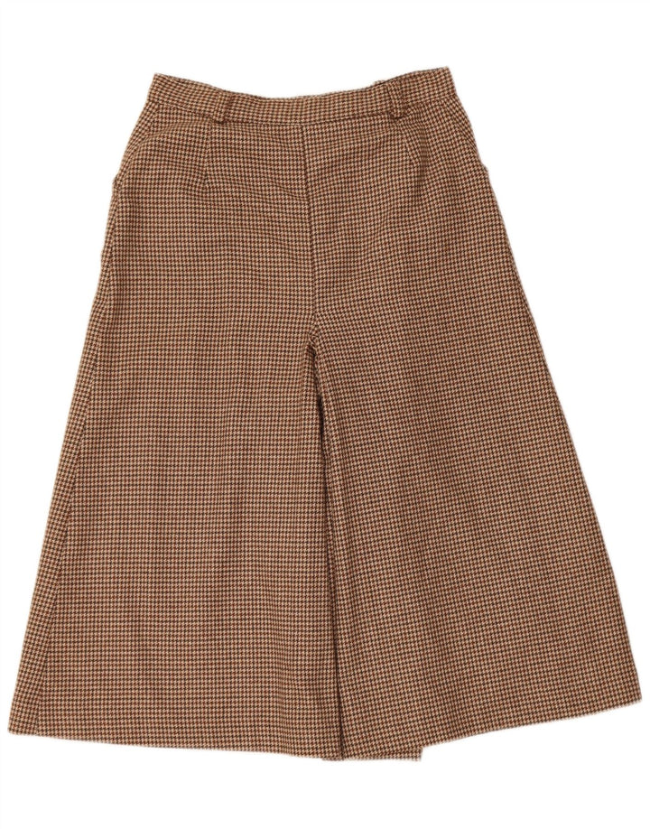 Pantaloni Capri Vintage pentru Damă IT 42 Medium W26 Lână maro Houndstooth