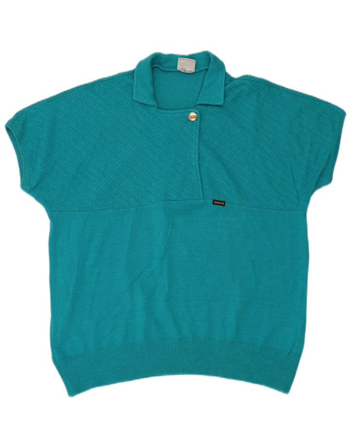 Pulover Almira pentru femei cu mânecă scurtă și gât polo IT 44 Medium Blue