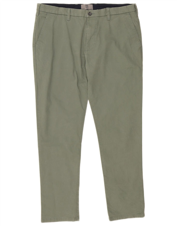 MARKS & SPENCER Pantaloni chino skinny pentru bărbați L36 L29 bumbac verde