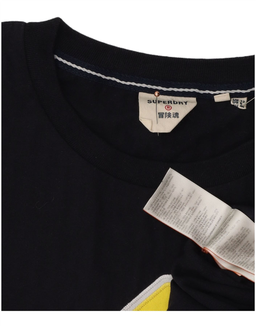 SUPERDRY Tricou cu grafic pentru femei Top UK 12 Medium Bleumarin Bumbac