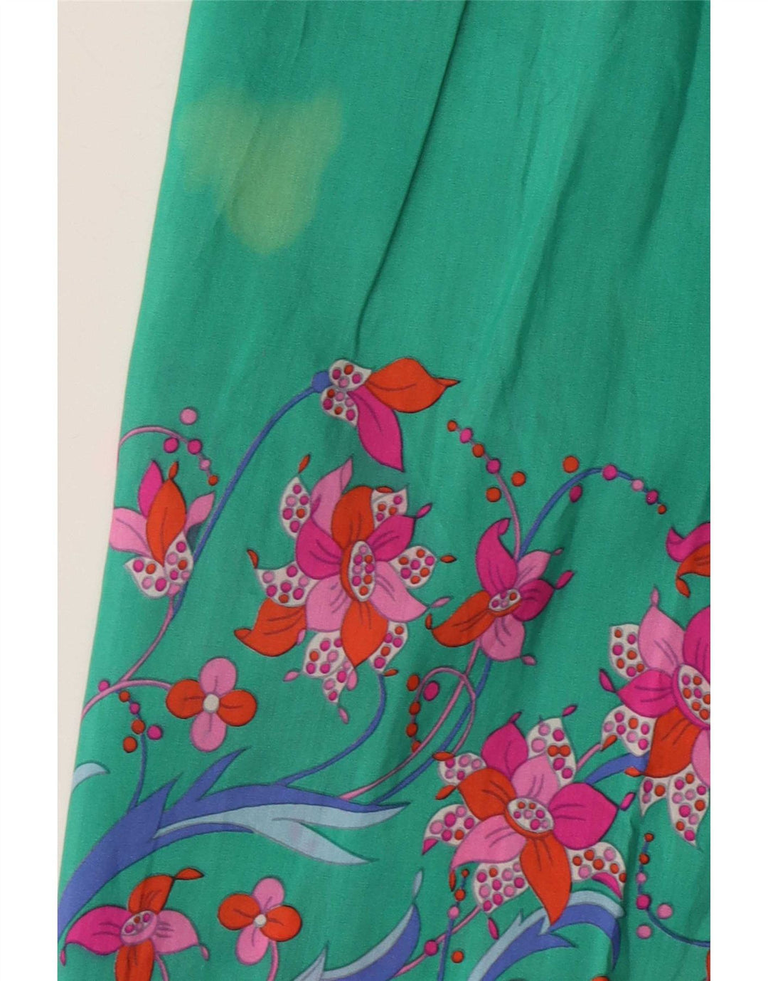 Fusta evazată Vintage pentru femei W28 Medium Green Floral