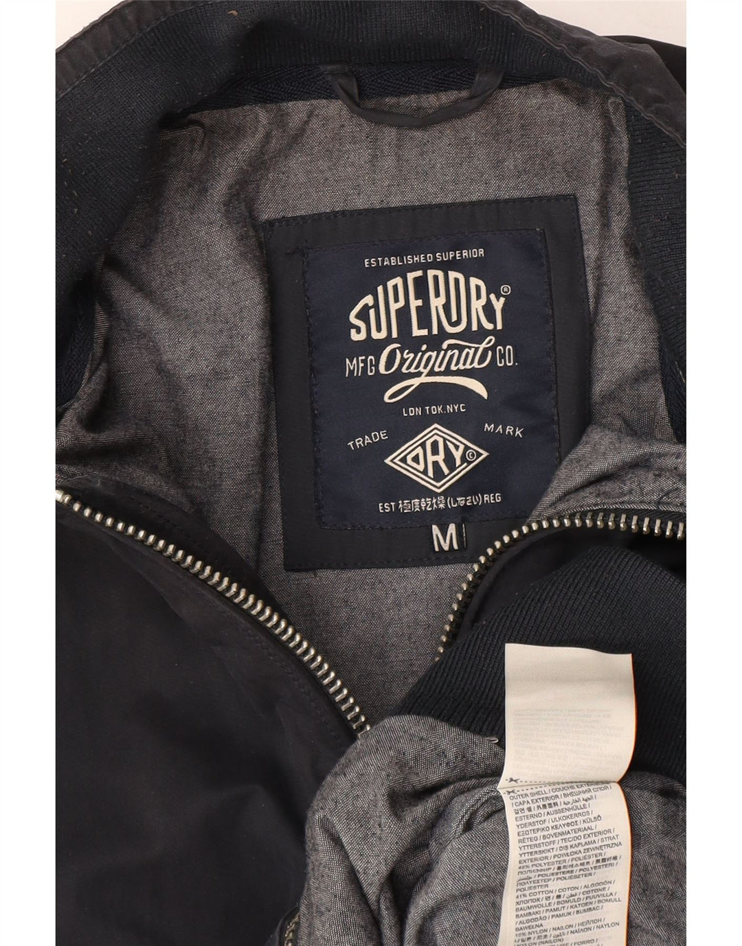 Jachetă Bomber Superdry pentru bărbați UK 38 Medium Bleumarin Poliester