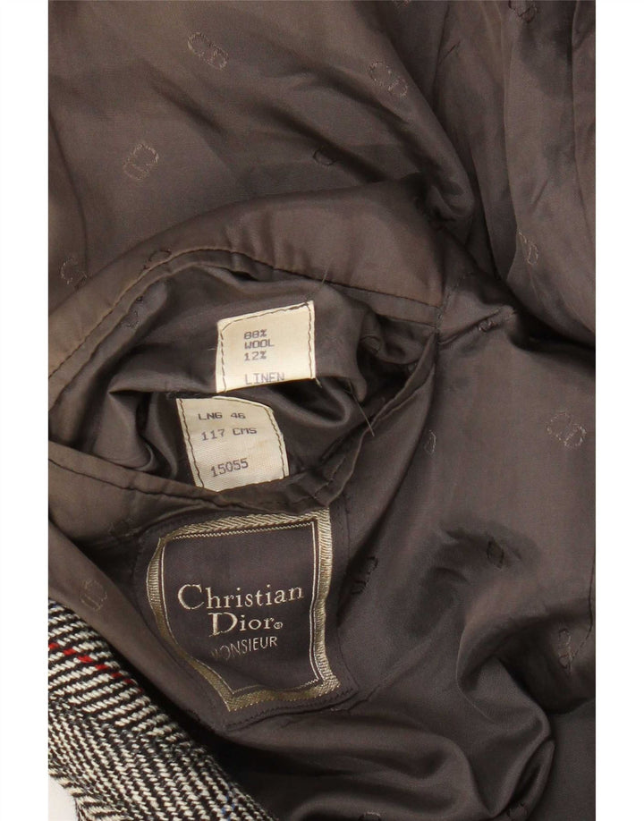 Christian Dior Jachetă cu 2 nasturi pentru bărbați Marea Britanie 46 3XL Lână gri din spina de pește