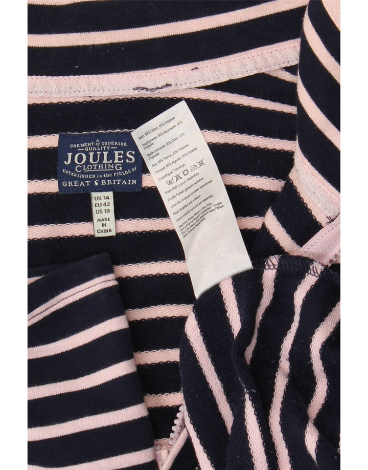 JOULES Pulover pentru damă, cu fermoar, cu gât, UK 14, mare, bleumarin, cu dungi