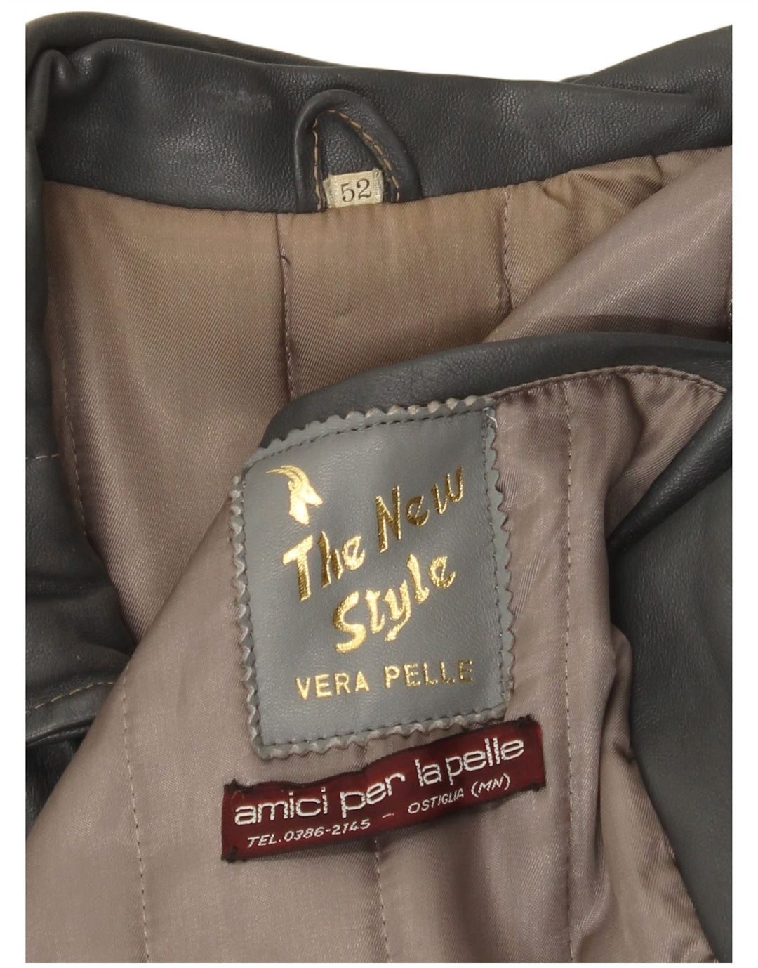 Geaca de piele vintage pentru barbati IT 52 XL din piele gri