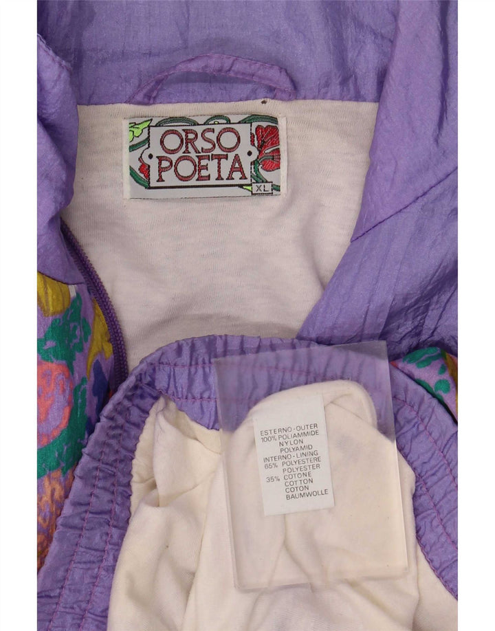 Orso Poeta Jachetă de trening cu model abstract pentru bărbați, XL, mov, poliamidă