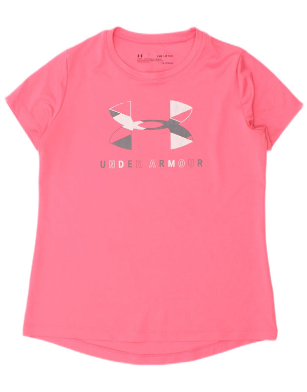Tricou grafic Under Armour Fete Heat Gear Top 7-8 Ani Mic Roz
