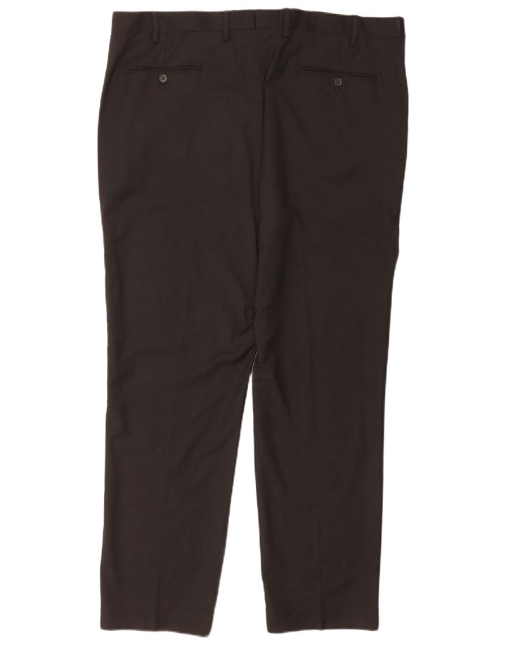 Pantaloni de costum pentru bărbați Marks & Spencer, cu ajustare normală, L40 L31, poliester negru