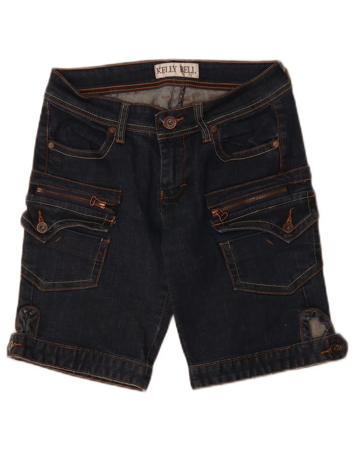 Pantaloni scurti cargo din denim VINTAGE pentru femei W28 Medium Bleumarin