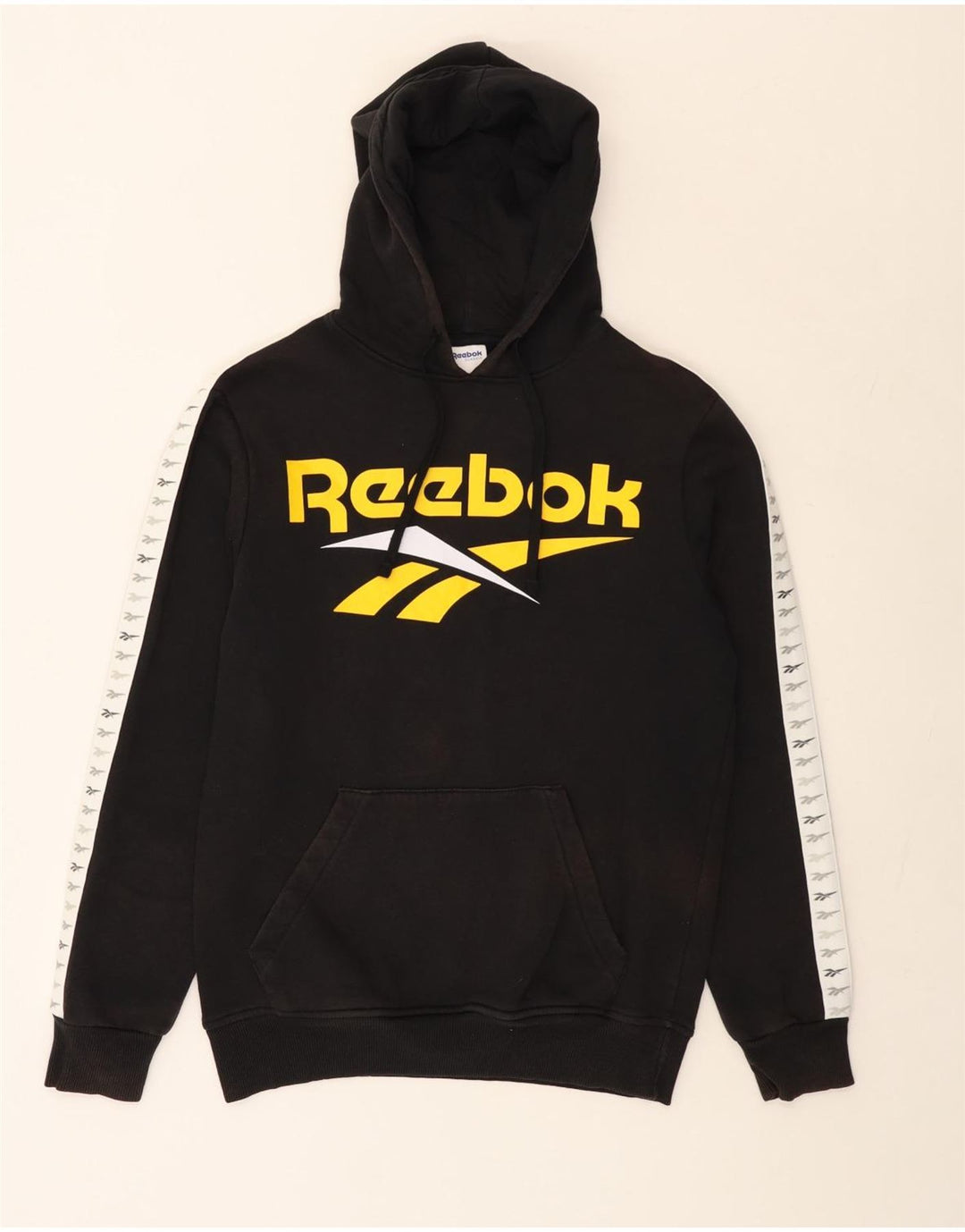Pulover cu glugă cu grafic clasic REEBOK pentru bărbați, mic, negru, bumbac color bloc