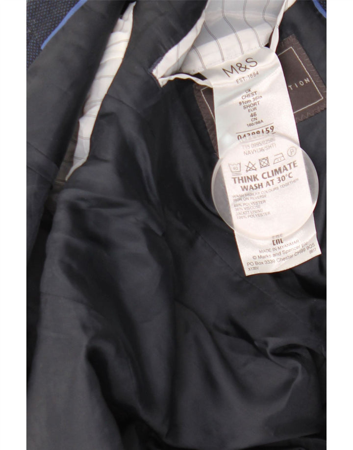 Jachetă pentru bărbați Marks & Spencer, slim fit, cu 2 nasturi, Marea Britanie 36 Mic, bleumarin