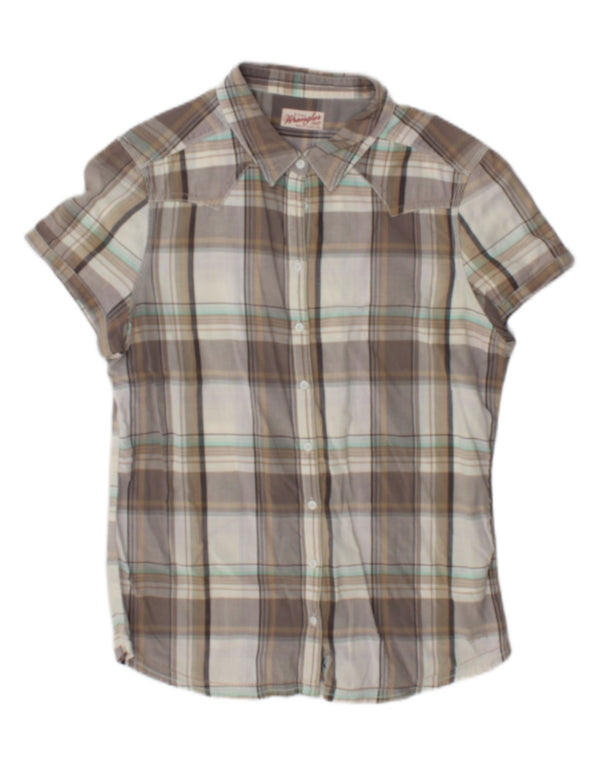 Cămașă cu mânecă scurtă pentru femei Wrangler UK 18 XL, bumbac în carouri gri