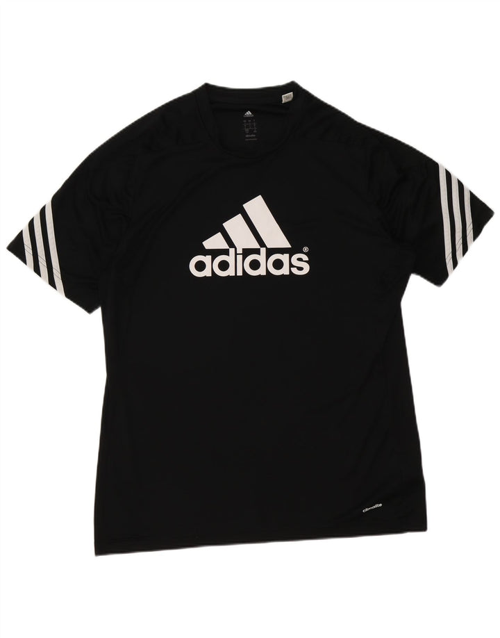 Tricou cu grafic Climalite Adidas pentru bărbați Top mare din poliester negru