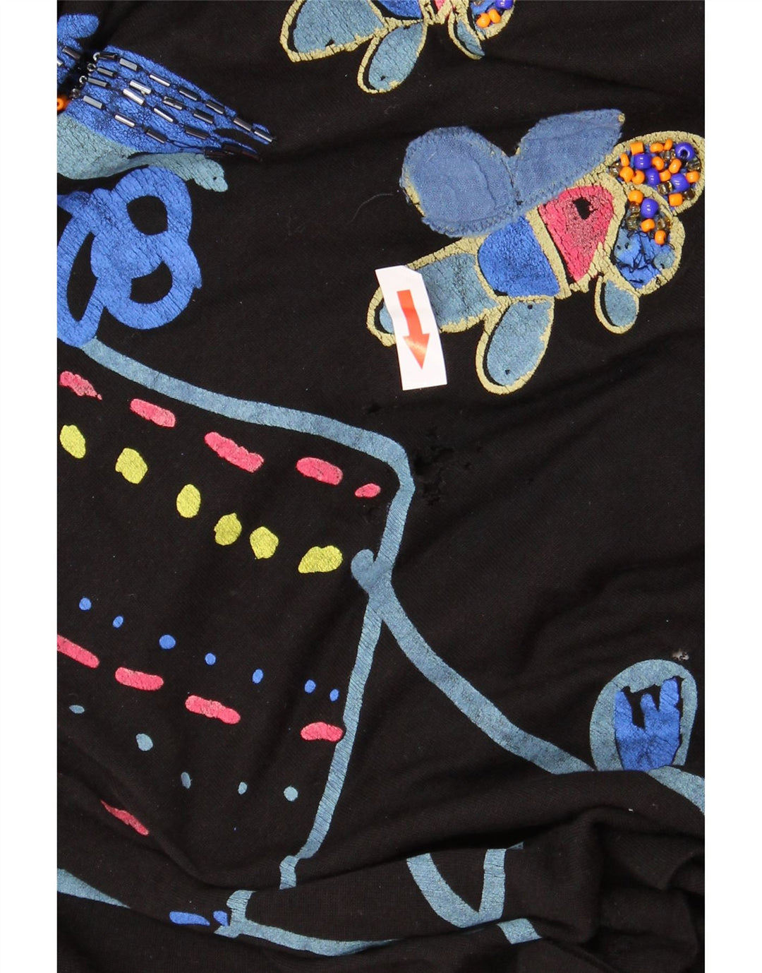 DESIGUAL Top grafic pentru femei cu mânecă lungă UK 16 mare negru