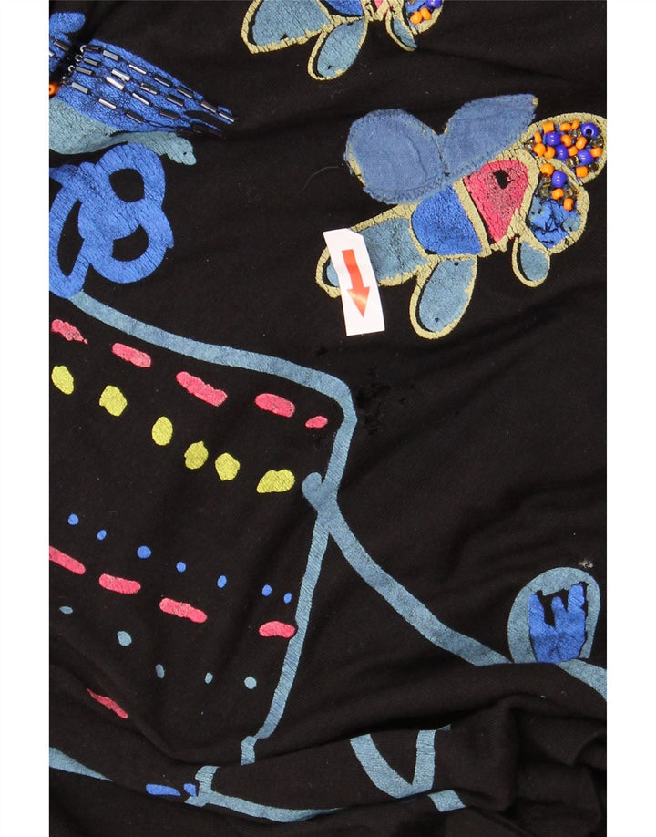 DESIGUAL Top grafic pentru femei cu mânecă lungă UK 16 mare negru