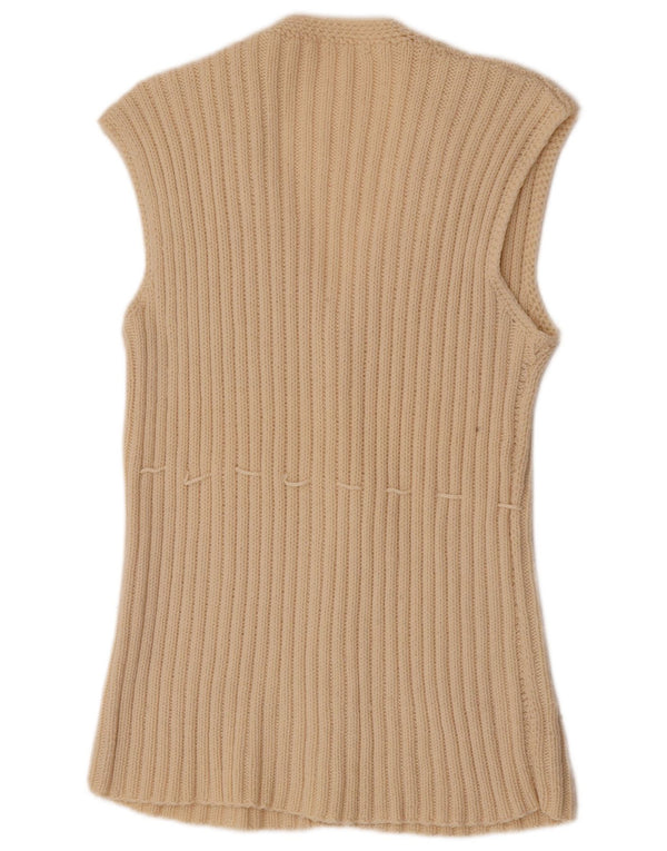 Pulover Cardigan fără mâneci Vintage pentru femei UK 14 Medium Off White