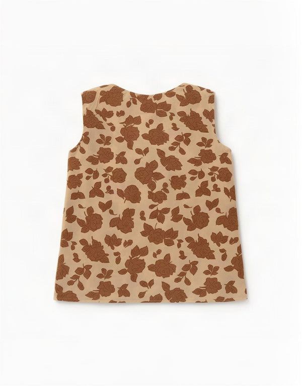 Bluză fără mâneci Vintage pentru femei UK 12 Medium Bej Floral