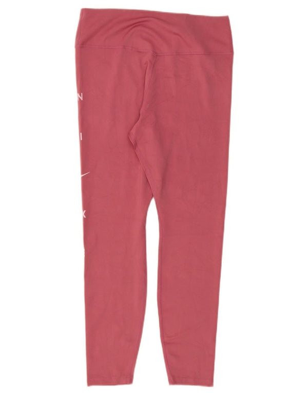 Leggings cu grafică Nike Dri Fit pentru femei UK 14, poliester roz mare