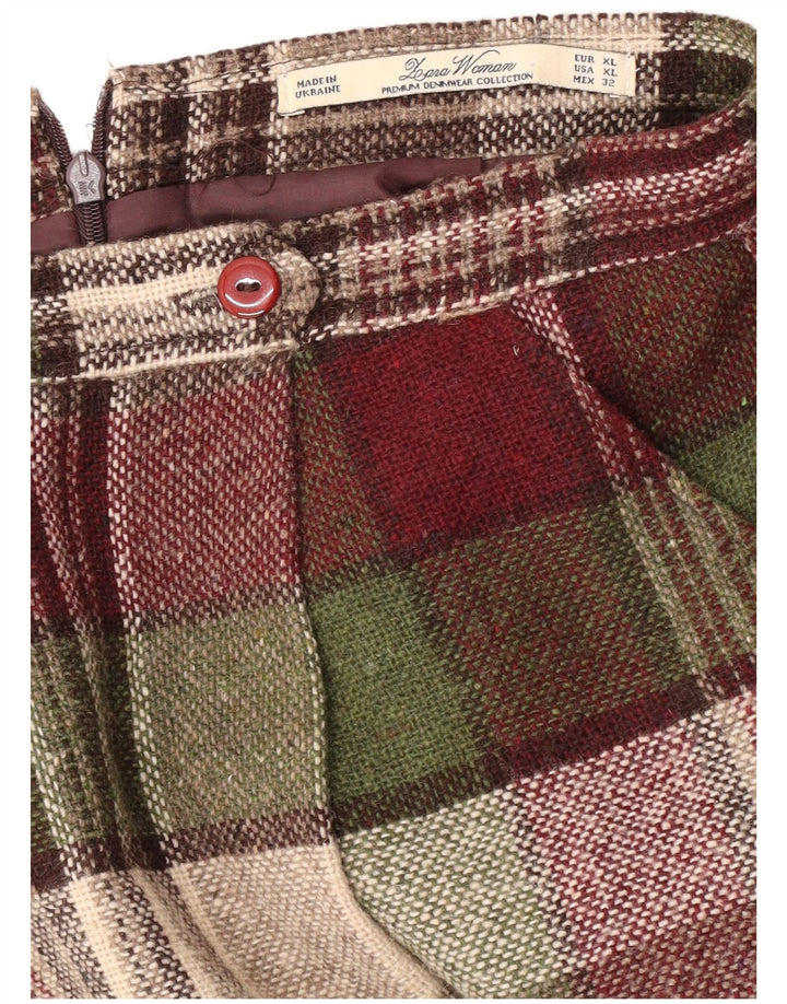 Fusta plisată pentru femei Leara XL W32 Burgundy Check