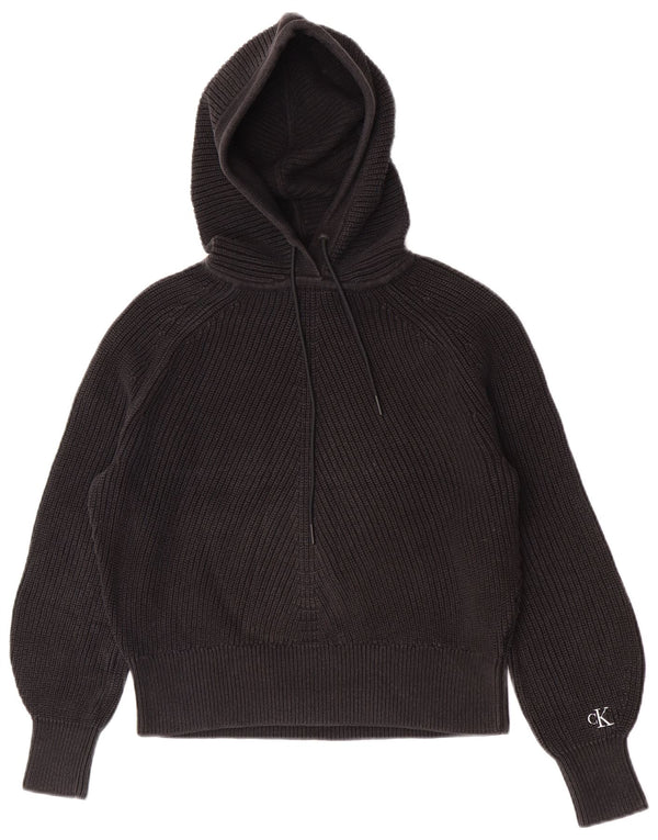 Calvin Klein Jeans Pulover supradimensionat cu glugă pentru femei UK 10 Mic Negru