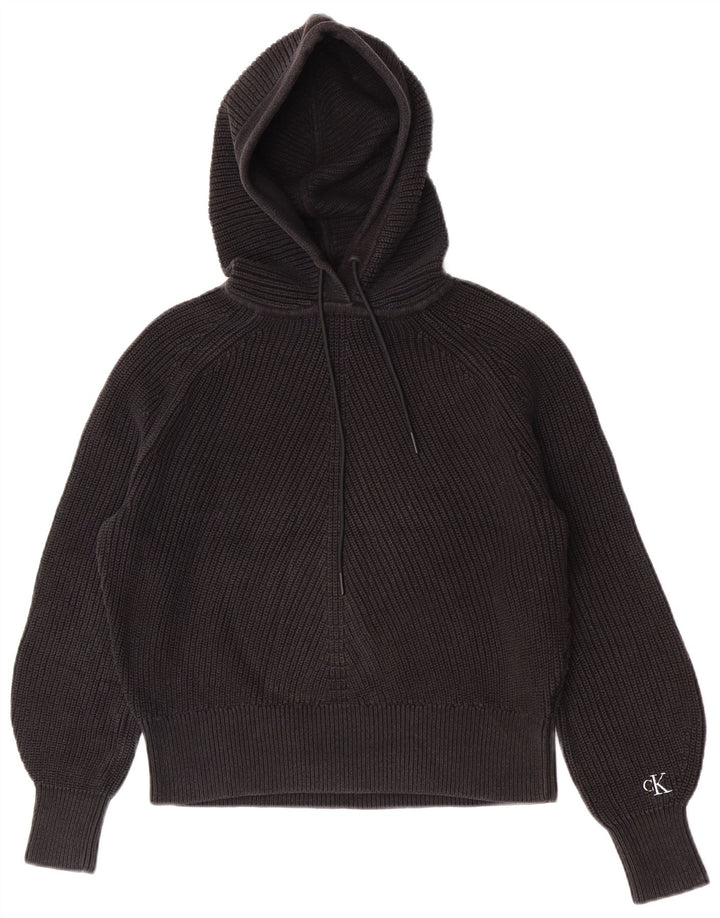 Calvin Klein Jeans Pulover supradimensionat cu glugă pentru femei UK 10 Mic Negru