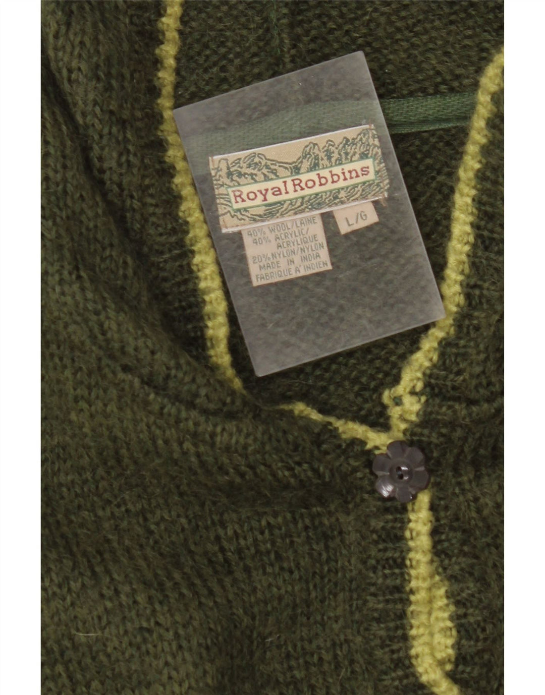 ROYAL ROBBINS Pulover cardigan cu glugă pentru femei UK 16 Large Green Fair Isle