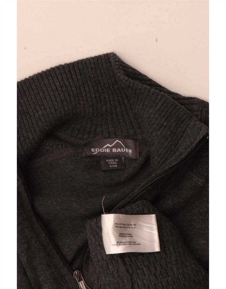Pulover pentru bărbați Eddie Bauer, cu fermoar, cu gât, bumbac, gri mic